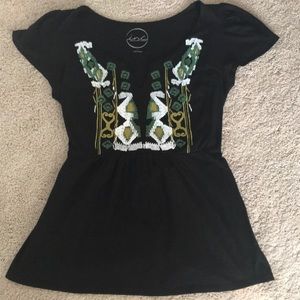 INC short sleeve babydoll tee with embroidery- L